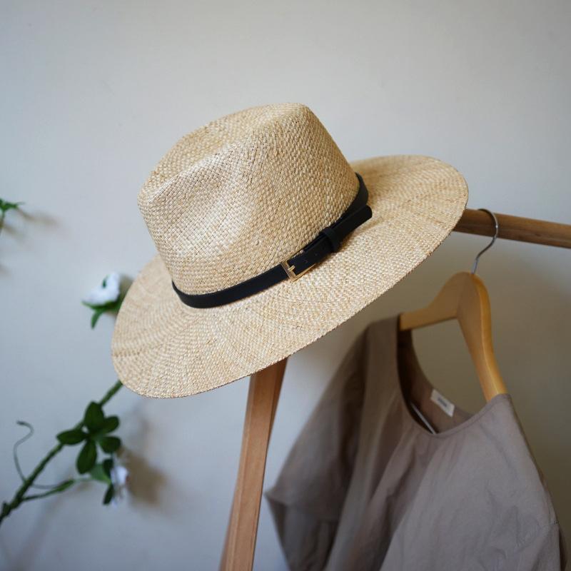 Summer Men'S And Women'S Korean French Retro Wide-Brimmed Grass Woven Straw Hat Panama Jazz Top Hat Shading Holiday Beach