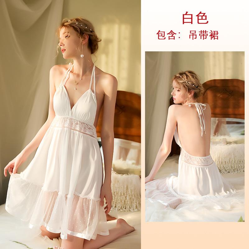Multi-Style Pure Desire Lace Nightgown V Mesh Patchwork Satin Skin-Friendly Cami Loungewear Versatile Seductive Sleepwear with Diverse Style Options