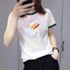 2026 Women's Color Block Letter Print Slimming Short Sleeve T-Shirt for Moms