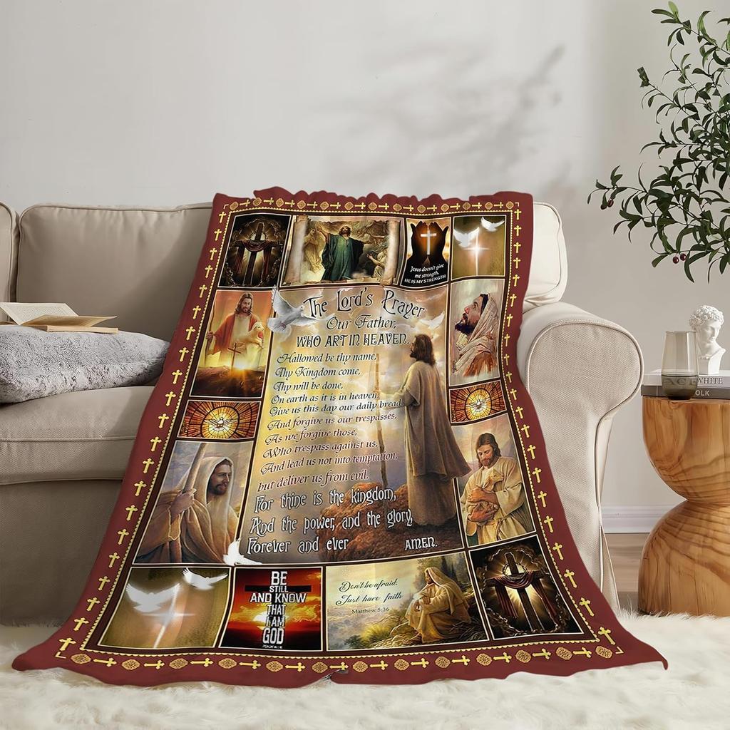 Christian Blanket pirational Scripture Religious Spiritual Jesus Prayer Faith Throw Blanket Catholic Gifts for Adults Women Men Super Soft Cozy Plush
