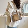 2pcs/set PU Leather Transparent Jelly Bag Large Capacity Handbag PVC Composite Tote Bags  Travel