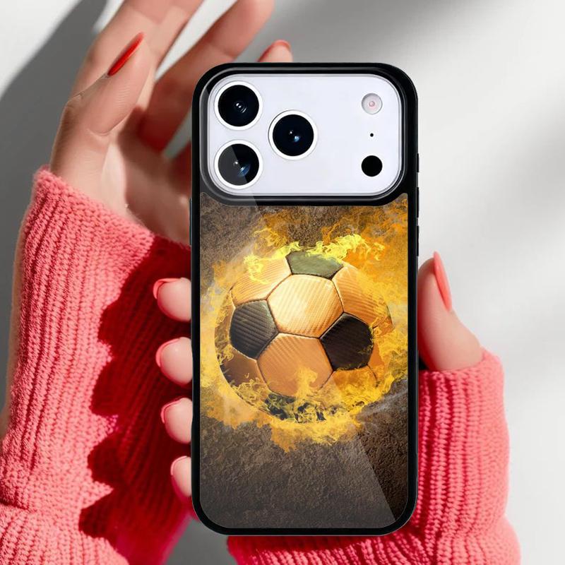 Fire Football Soccer Ball Phone Case for iPhone 17 16 15 14 13 Pro Max Back Cover for 12 11 Pro Coque
