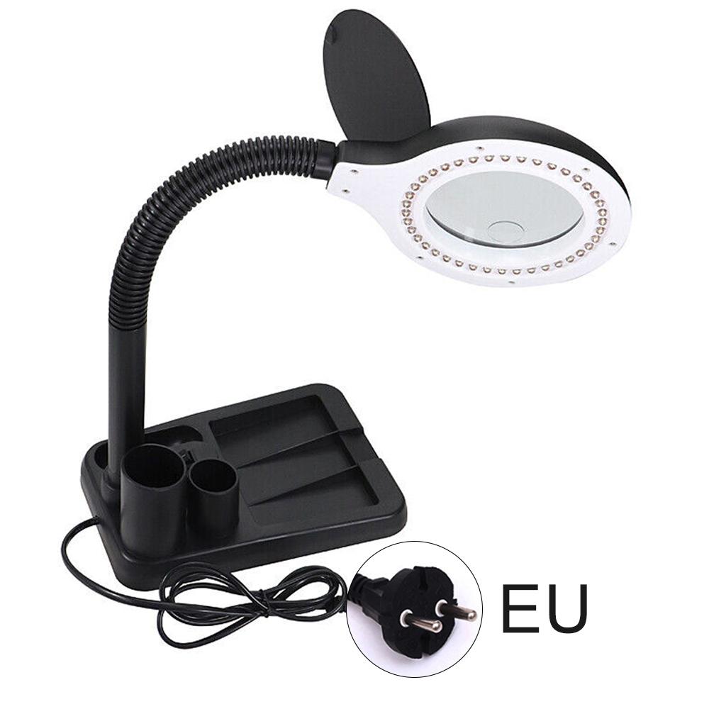 

5-кратная 10-кратная увеличительная лампа для чтения с 40 светодиодами. Перезаряжаемая и освещаемая настольная лампа с большим увеличением для чтения и работы вблизи.