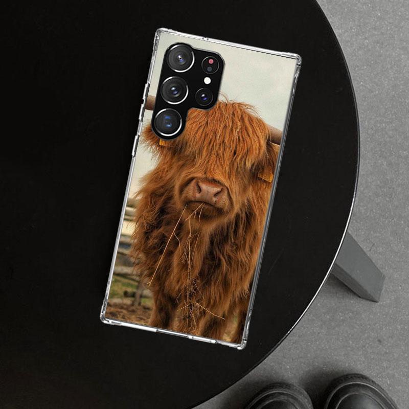 Cute Highland Cow Phone Case Cover for Samsung Galaxy S26 S25 Edge S24 S23 Ultra S22 Plus S21 FE S20 + Art Customized Fundas Gal