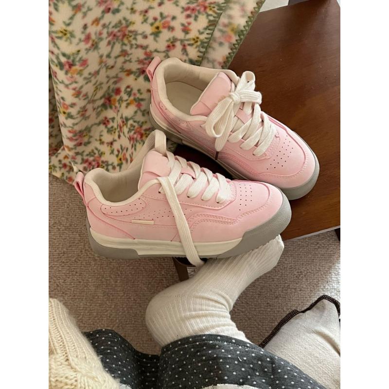 

Pink breathable leather board shoes women s summer new student versatile shoes casual sports white shoes 40 розовый