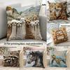 Cute Alpaca Llama 2D Flat Printed Peach Skin Pillowcase Animal Decorative Cushion Cover for Sofa Living Room Home Decor Modern