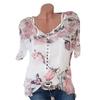 Stylish Floral Short Sleeve Ladies Chiffon Blouse For Casual Everyday Wear
