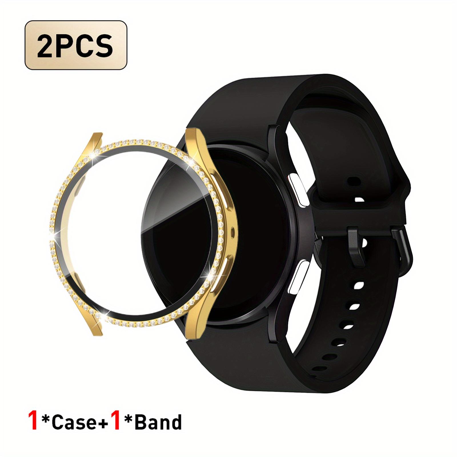 

2pcs Strap + Single Row Diamond Case for Watch 7/6/5/4/FE Breathable Sweat-resistant Lightweight Stylish Smartwatch Accessories Galaxy Watch7 44mm
