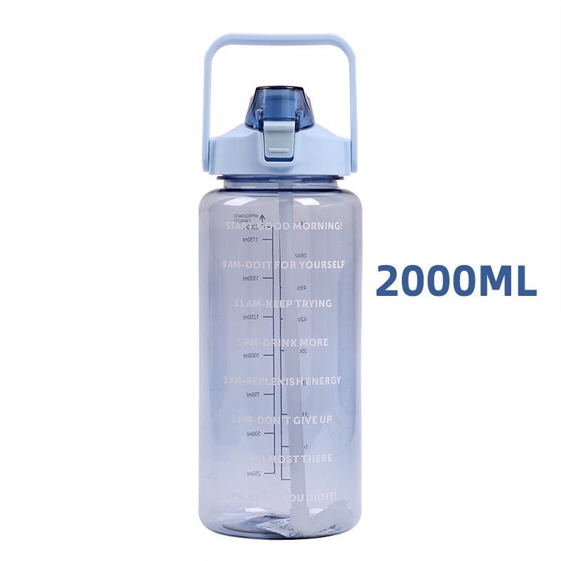 

Elegant And Simple 2l Pc Material Water Bottle With Straw Perfect For Hydration On-the-go синий