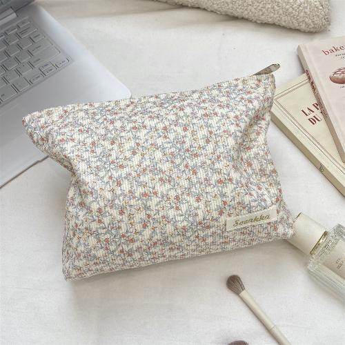 Mini Corduroy Cosmetic Pouch Solid Color with Contrast Zipper Portable Lipstick Makeup Bag Coin Purse for Women