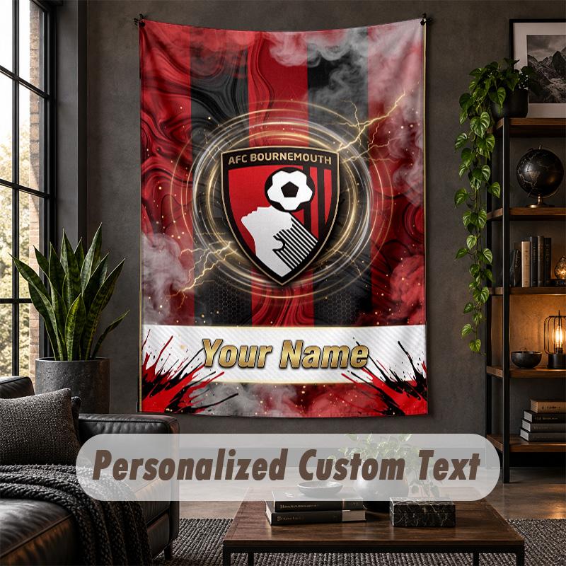 Wall Tapestry Bournemouth Football Print Custom Name Text Wall Hanging Home Decor