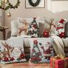 4Pcs Christmas Themed Pillowcases, 2D Flat Santa Claus Reindeer Print, Hand Washable Zipper Closure, Sofa Bed Home Decor