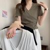 V-neck Short-sleeved T-shirt Women's Summer Thin Slim Tops