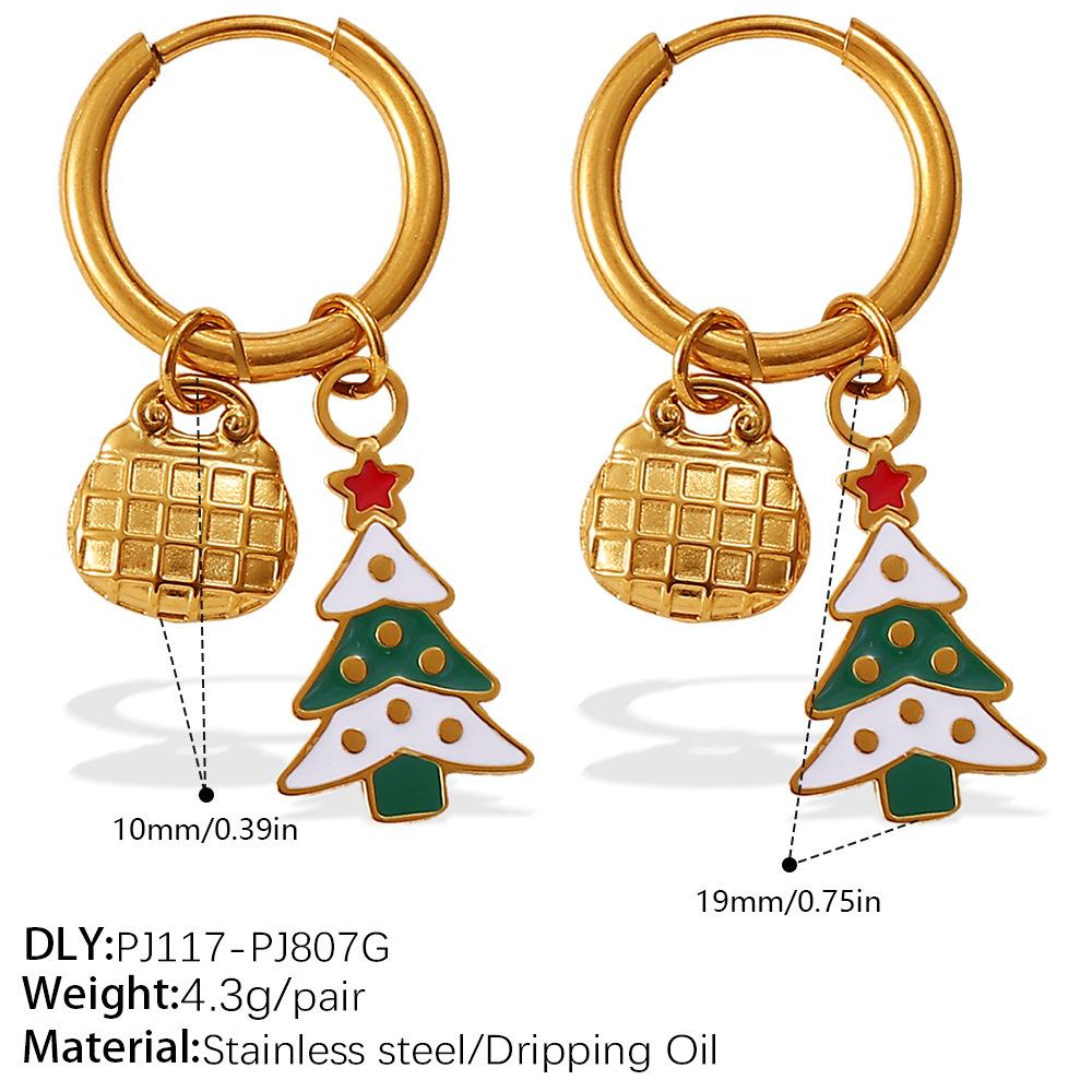 Christmas versatile DIY pendant earrings stainless steel gold-plated atmosphere earrings women