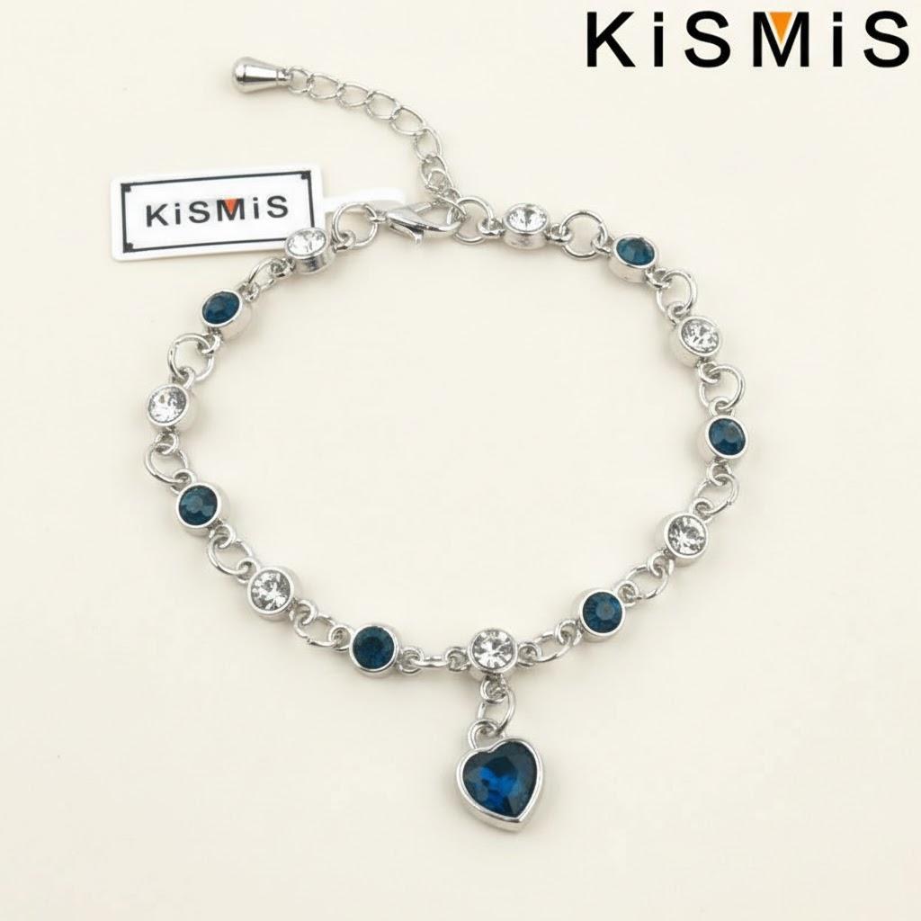 

Blue Crystal Zircon Chain Peach Heart Bracelet Women Valentine Anniversary Gift Simple Personality Creative Jewelry синий