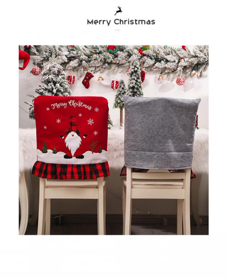 Christmas Decoration Chair Cover Creative Cartoon Machine Embroidered Linen Christmas Flower Chair Back Cover Car Backrest Set