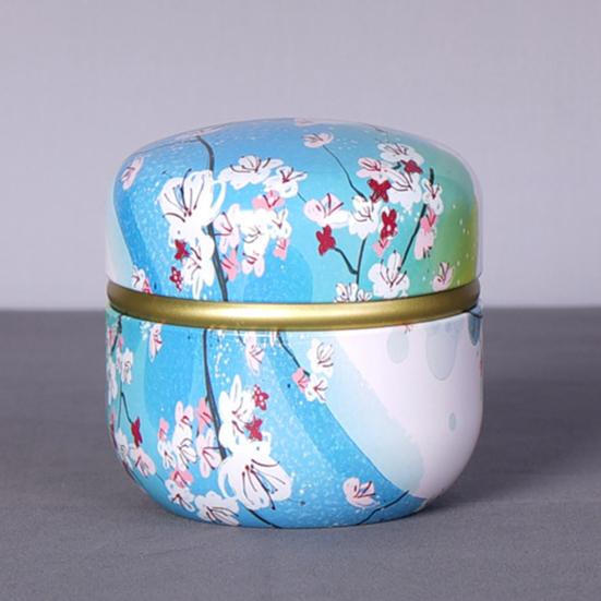 Tea Can Flower Print Wear-Resistant Tinplate Tin Can with Sealed Cover Home Storage