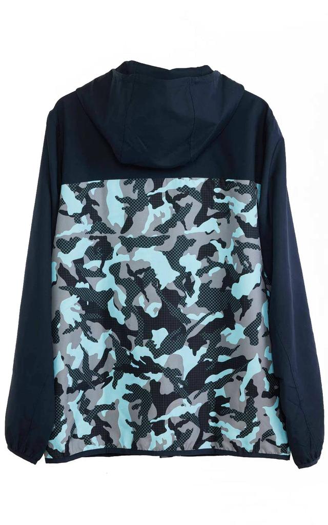 Rad Blue Mountain Water Running Light Rich Colors and Patterns Light [RadBlue] Men's Parka, Repellent, Wear, Outerwear, Raincoat, (XL, [MESHCAMO]