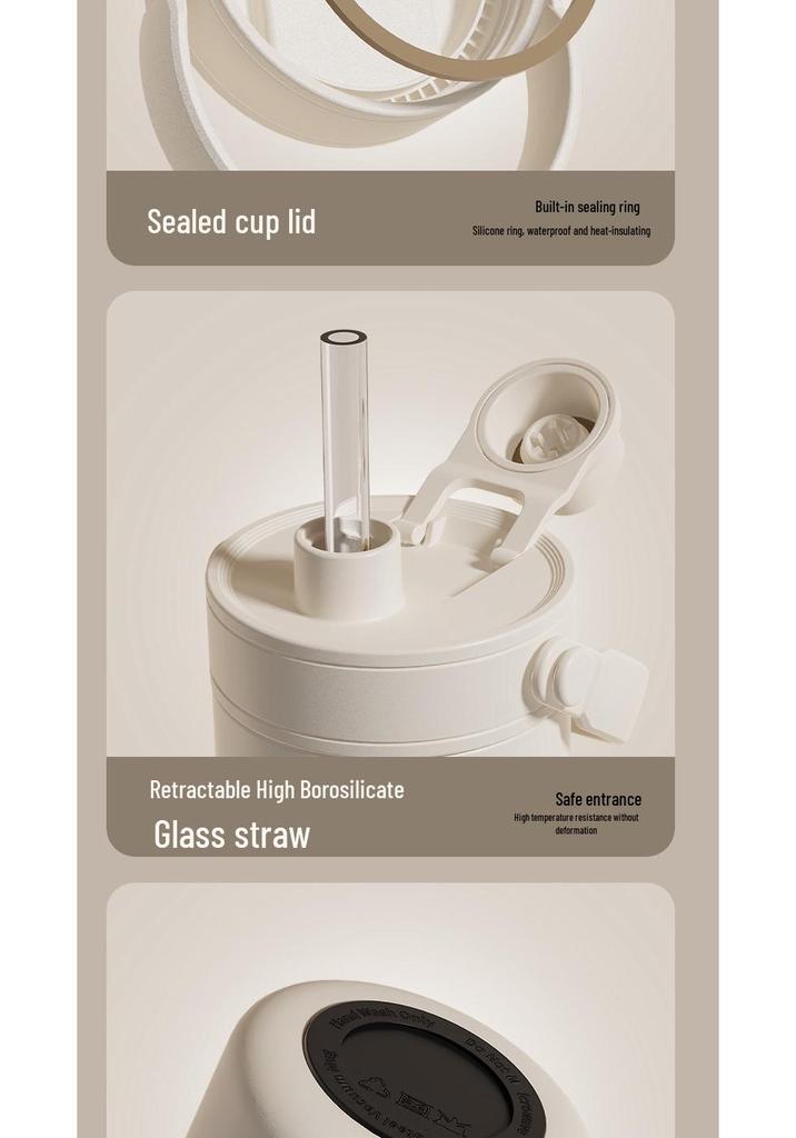 Premium 316 Stainless Steel Insulated Travel Cup with Ceramic Liner & Straw