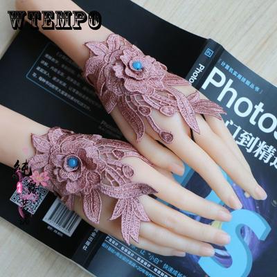 Bestickte Handschuhe Sommer Dünn Kurz Stretch Spitze Handgelenkschutz für Damen Atmungsaktive Handgelenksbedeckung