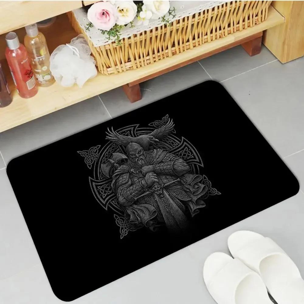 Viking Style Door Mat Norse Mythology Pattern Celtic Knot Design Rug Waterproof Non Slip Floor Protector for Home Bathroom