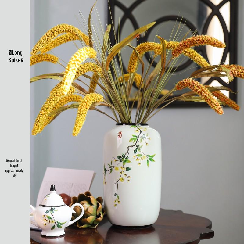 Round Chinese Ceramic Vase: Floral Art for Living Room & Hallway Decor, Ideal for Hydroponics & Silk Flowers