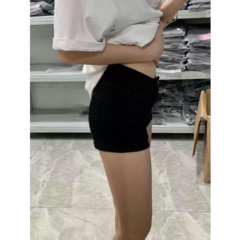 Spicy Girl Retro Low-Waist Black Denim Shorts for Women - Spring/Summer 2025