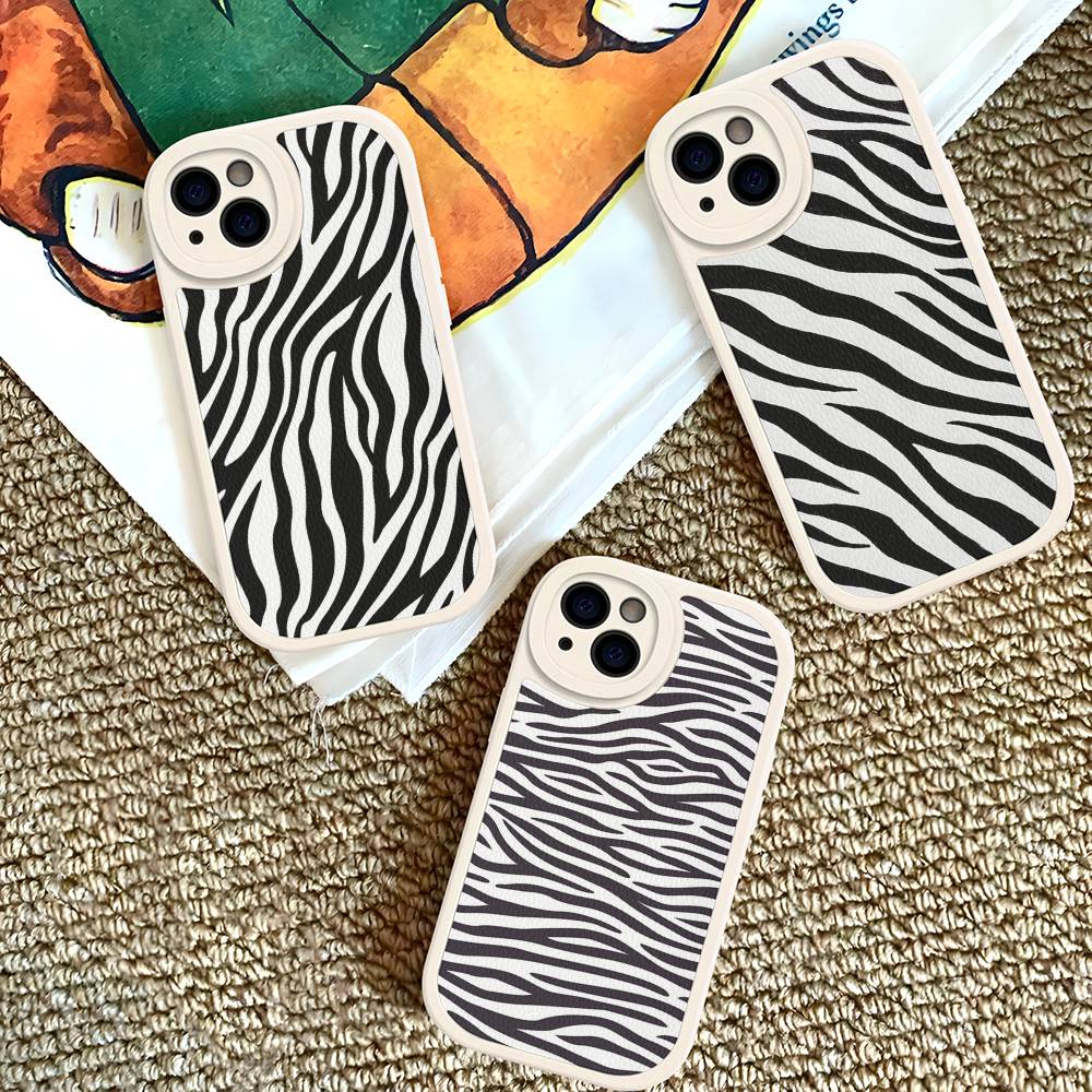 Zebra Print Clip Art For IPhone 16 15 14 13 12 11 Pro Max Plus Leather Phone Cover