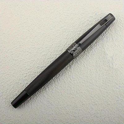 Caneta tinteiro de metal com design preto estilo executivo, adequada para pessoal de escritório, ponta média