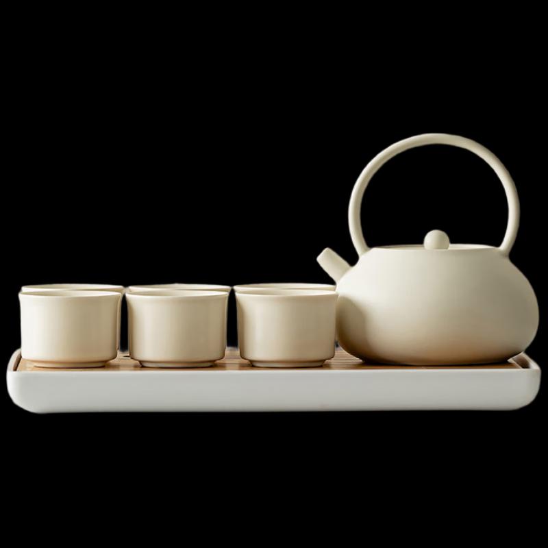 Woding Ceramic Portable Handle Tea Brewing & Warming Set