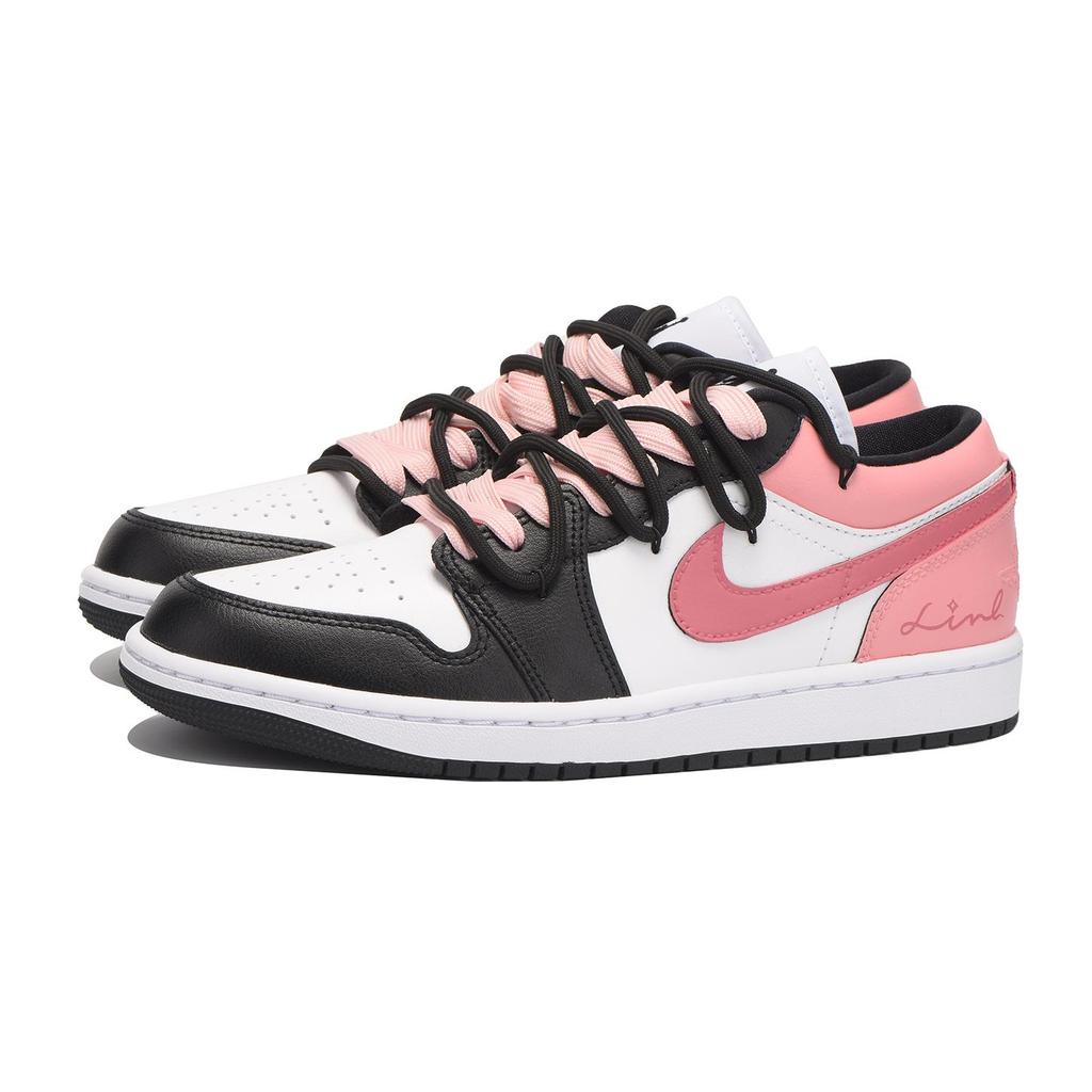 Jordan Air Jordan 1 Slip Resistant Coverage Low top Vintage Basketball Shoes Women's Black Pink DC0774-101(Team-SBOX)-Random packaging bags