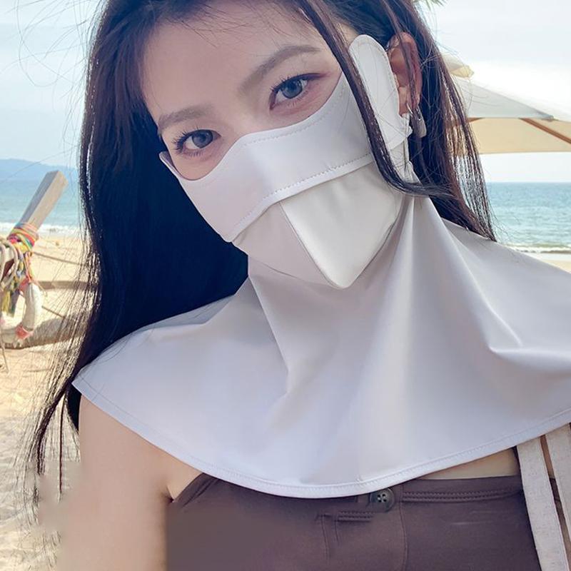Summer Ice Silk Sun Protection Mask For Women Upf50+ Anti-Uv Scarf Outdoor Cycling Hiking 360Fahrenheitace Neck Cover