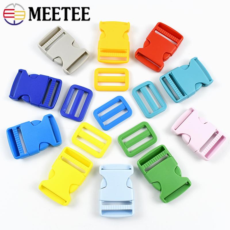 5/10Sets Meetee 25/32/38mm Backpack Belt Buckles Plastic Release Clasp Tri-Glide Slider Ring Hook Safety Clip Buckle DIY Craft