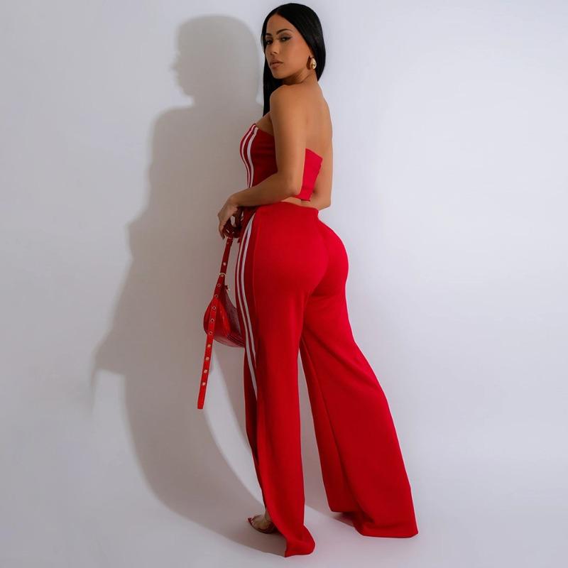 Women's Fashionable Bustier Top with Loose Trousers Casual Two-piece Set