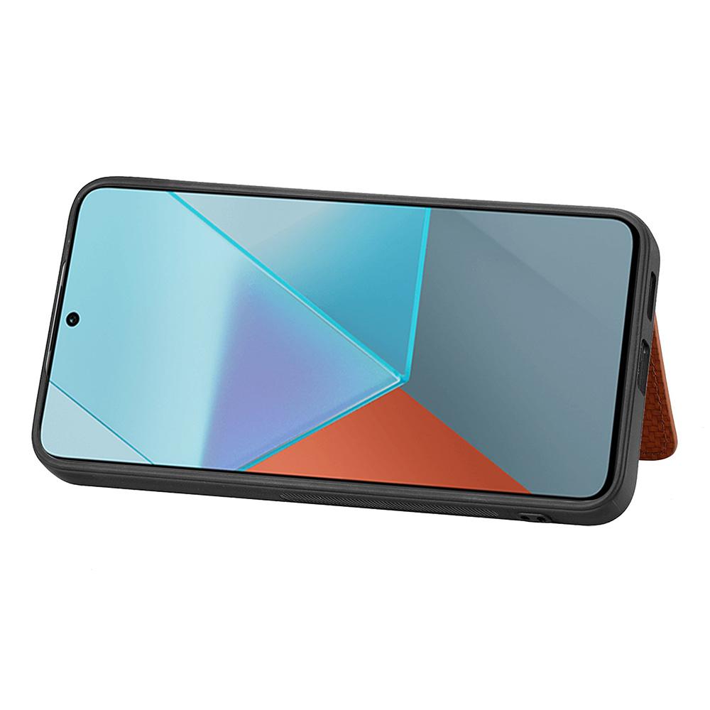 For Xiaomi Redmi Note 13 Pro 5G/Poco X6 5G Case Slim-Fit Kickstand Carbon Fiber Texture Protective Shell