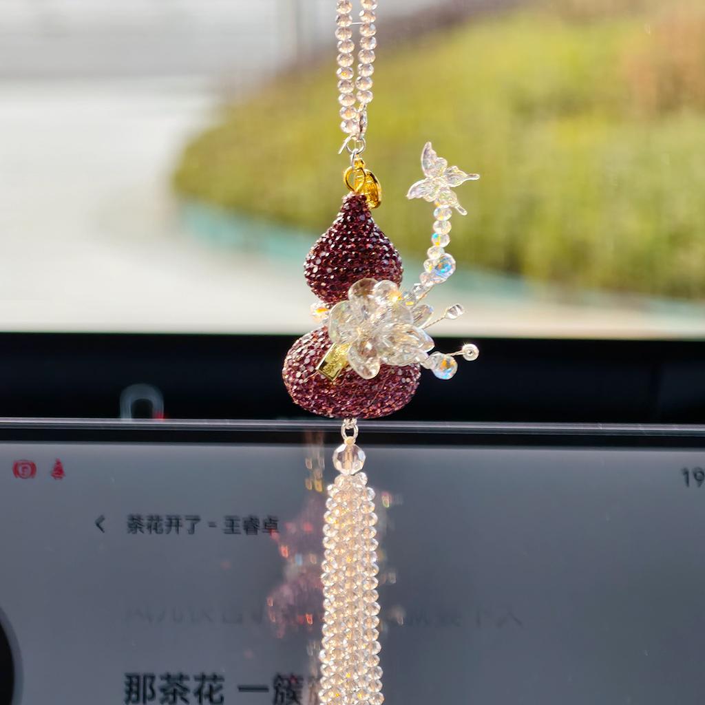 Rhinestone Gourd Butterfly Car Rearview Mirror Hanging Pendant For Women