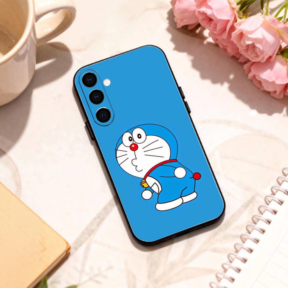 Cute Fat D-Doraemon Blue white   phone Case For Samsung Galaxy A73,A72,A71,A70,A53,A52,A51,Others Soft Black Shell