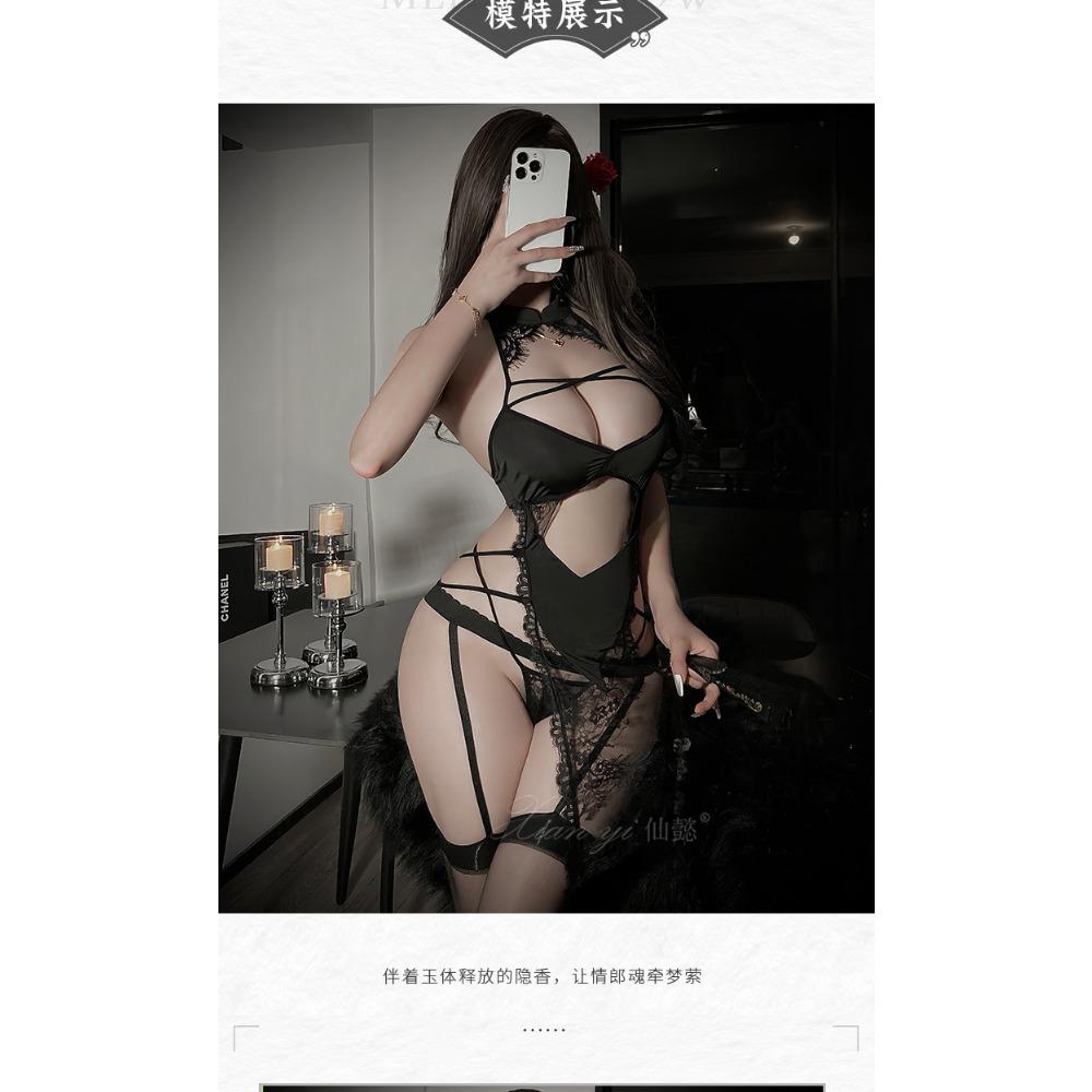 Xianyi Erotic Underwear Pure Desire Perspective Temptation Cheongsam Small Breasts Show Big Passion Bed Sexy Robe Qqny601