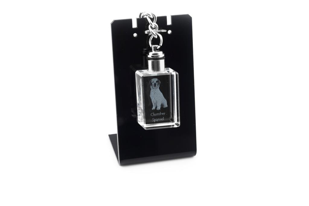 Clumber Spaniel - Crystal Key Ring with Dog Photo, Illuminated Key Ring, Unique Gift by Art-Dog Brand