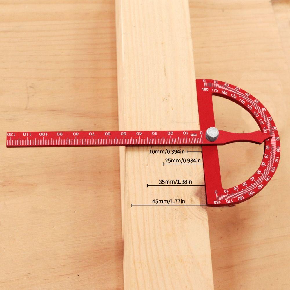 Aluminum Alloy Angle Marking Ruler High-precision 0-180° Angle Protractor Portable Adjustable Woodworking Ruler