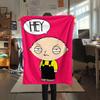 Stewie Griffin Printed Flannel Blanket, soft throw for bedroom sofa, washable, fan merchandise, great gift.