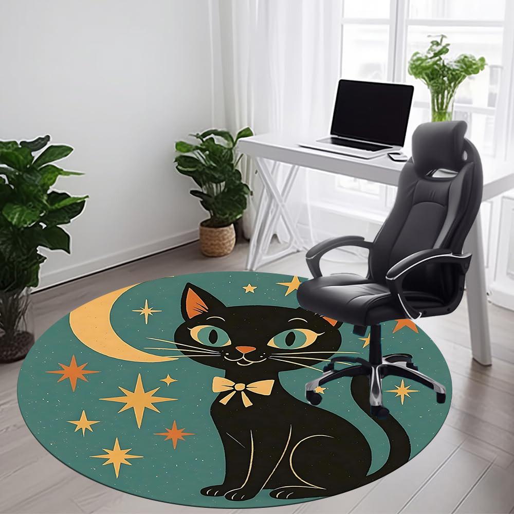 

1PC Moon Stars Office Round Area Rug, Mat Suitable ForOffice, Under Office Chairs Bedroom Living Room Home Decor, Room Deco 80cm