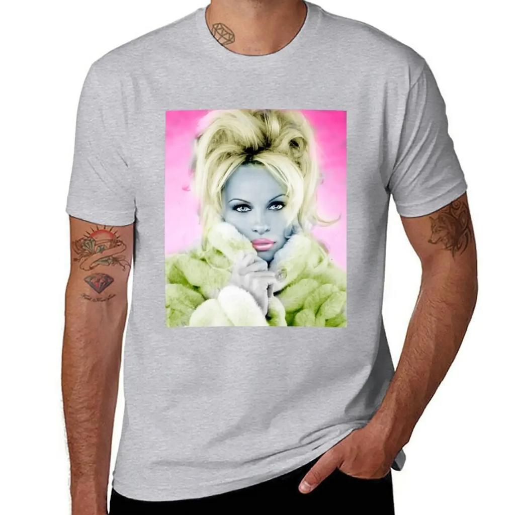 Pamela Anderson T-Shirt Animal Prinfor Boys New Edition Anime Clothes Mens Cotton T Shirts
