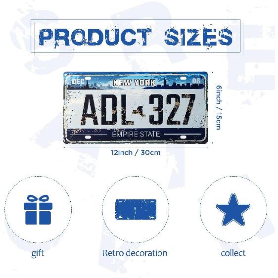 12 Pieces Vintage State License Plates for Decoration Tin Signs Vintage US State Number Tags Metal Automotive Sign for Man Cave Garage Bar Home Wall