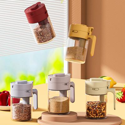 Glass Spice Jar with Spoon Locking Design Airtight Lid Multifunctional Seasoning
