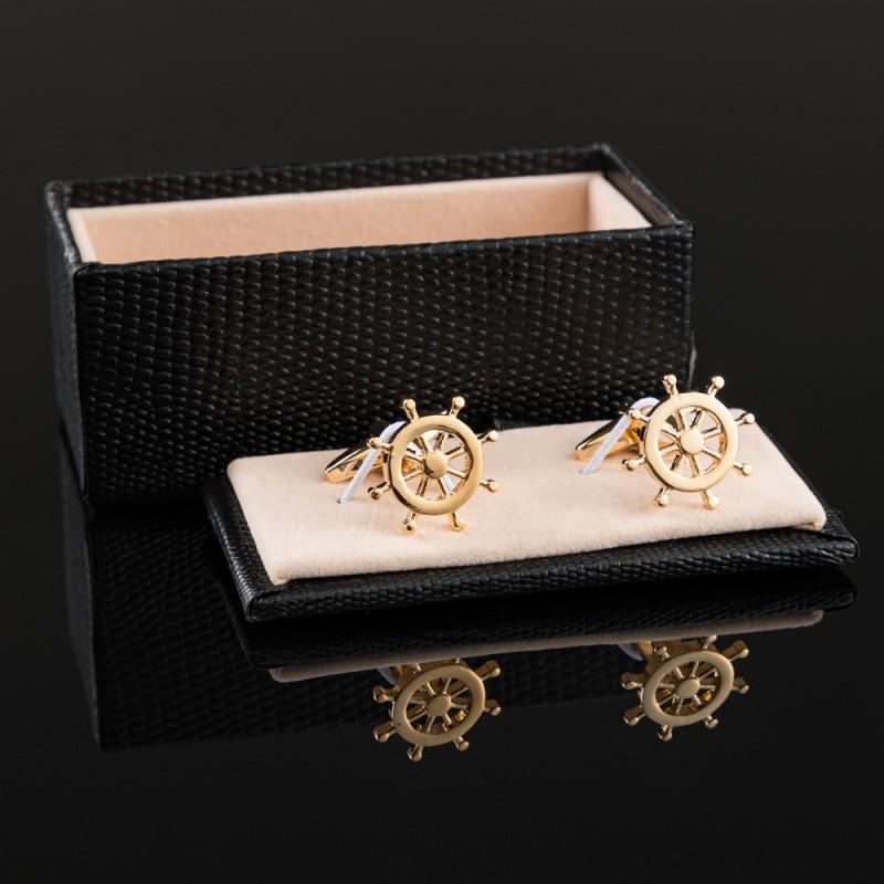 High End Electroplated Silver Helmsman Anchor Metal Cufflinks Men's French