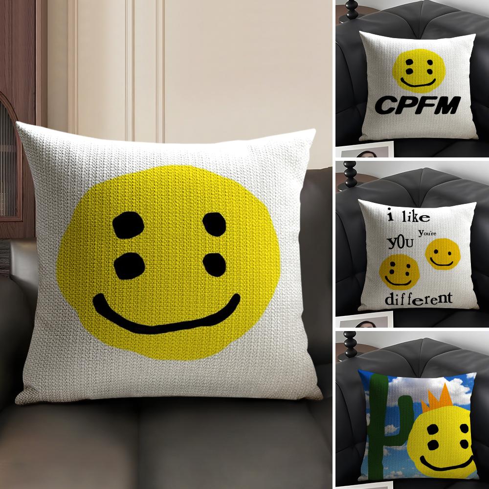 Luxury Smile C-Cpfm Cushion Cover Summer Breathable Linen Organic Fabric Double-Sided Printing Sofa Pillow Case Home Decor