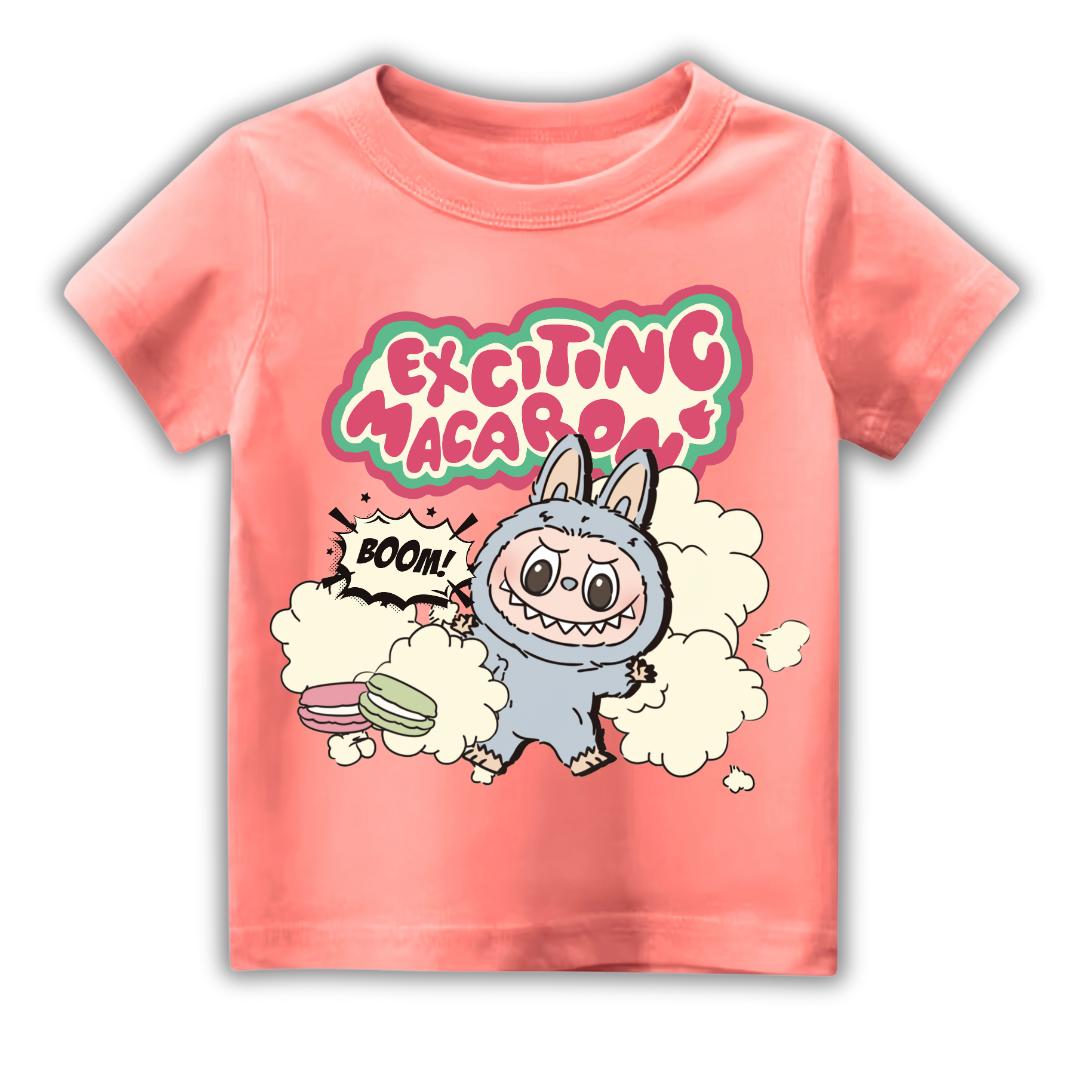 

2025 Popular Children s Clothing Short Sleeved BOOM LABUBU Cute Round Neck T-shirt Cartoon Style Girl s Top 110