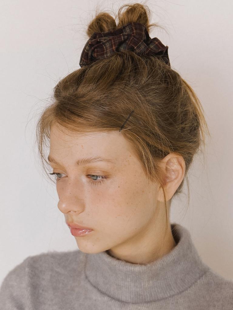 Kindababy Vintage Check Plaid Scrunch - Wine Brown