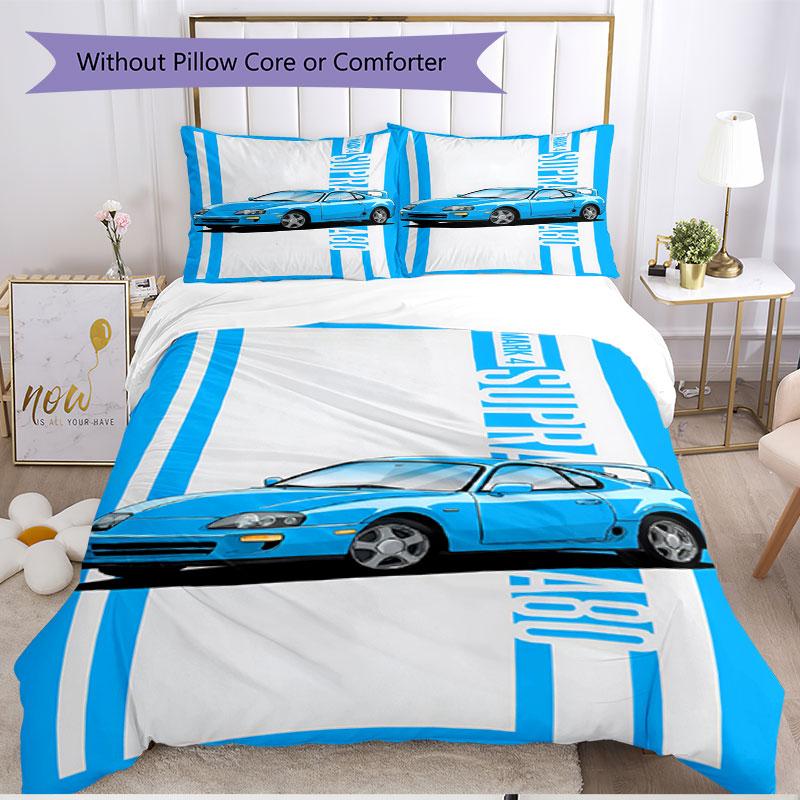 3pcs Duvet Cover Set (1*Duvet Cover + 2*Pillowcase, Without Core), Fast & Furious Print Soft All‑Season Bedding Set, Home Bedroom Decor Gift